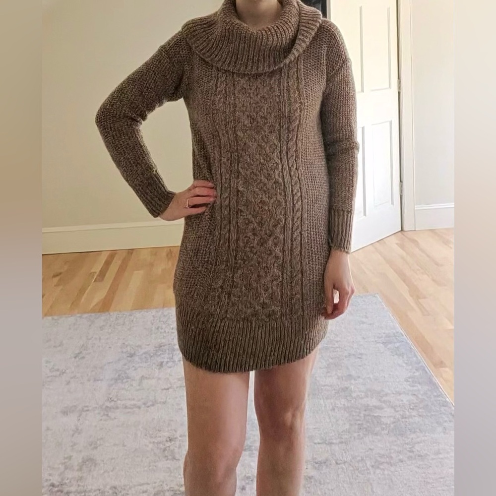 American Eagle Outfitters Brown Long Sleeve Sweater Dress